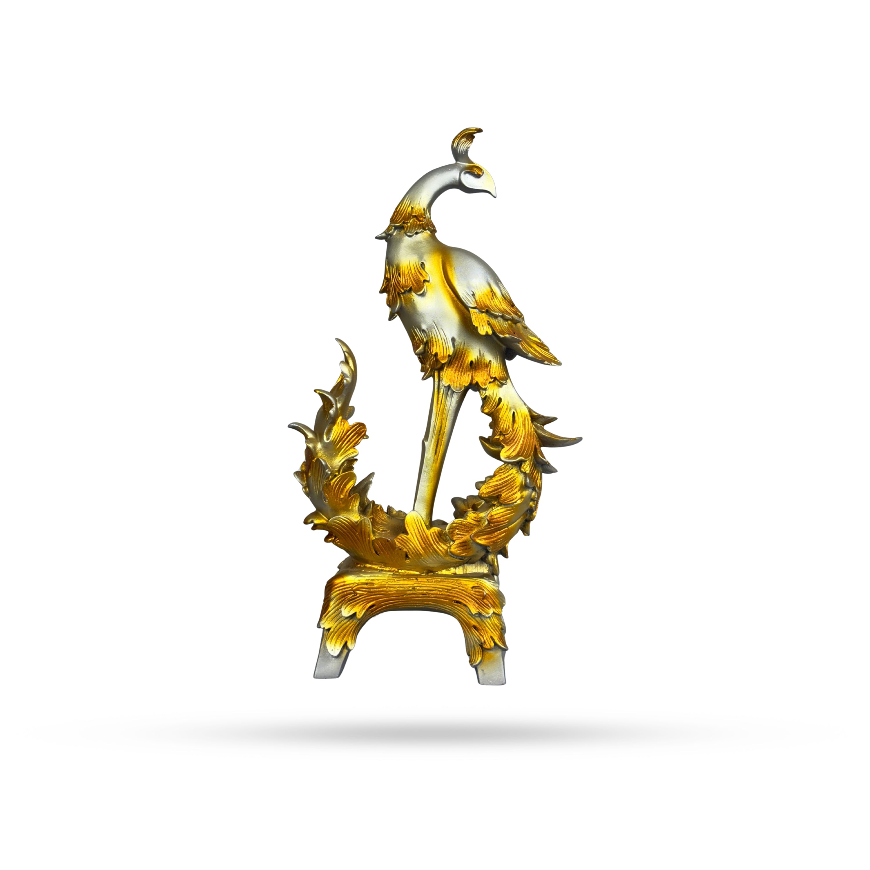 Golden Peacock on Pedestal – Royal Art Sculpture