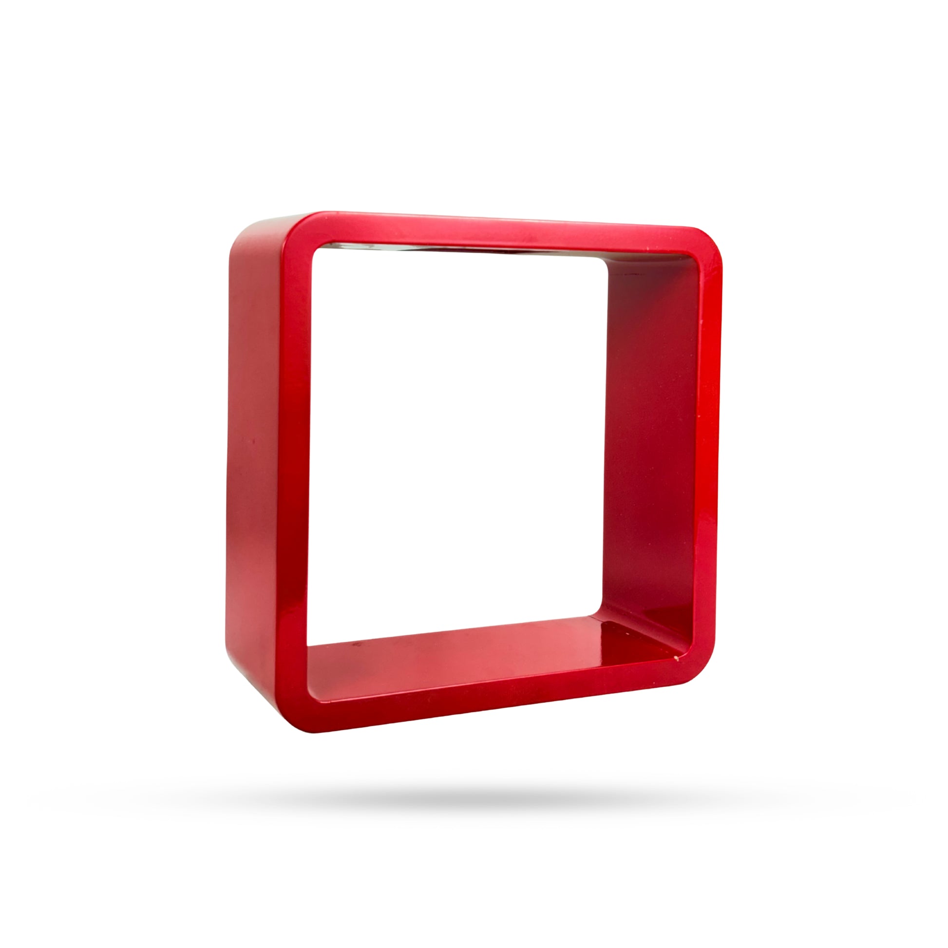 Modern Red Square Wall Shelf – Minimal Display Unit
