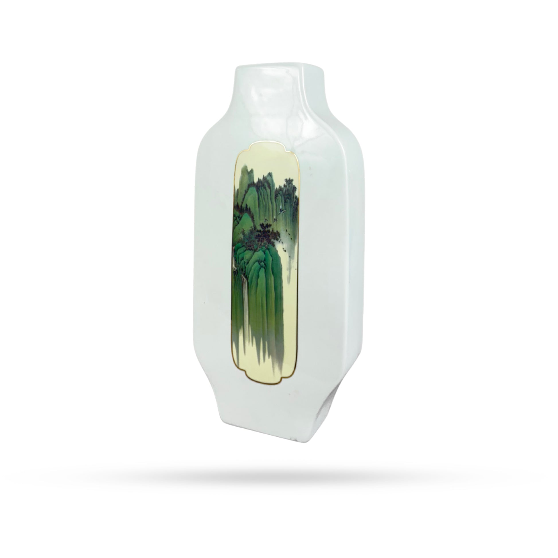 Tall Scenic Ceramic Vase – Waterfall Forest Art