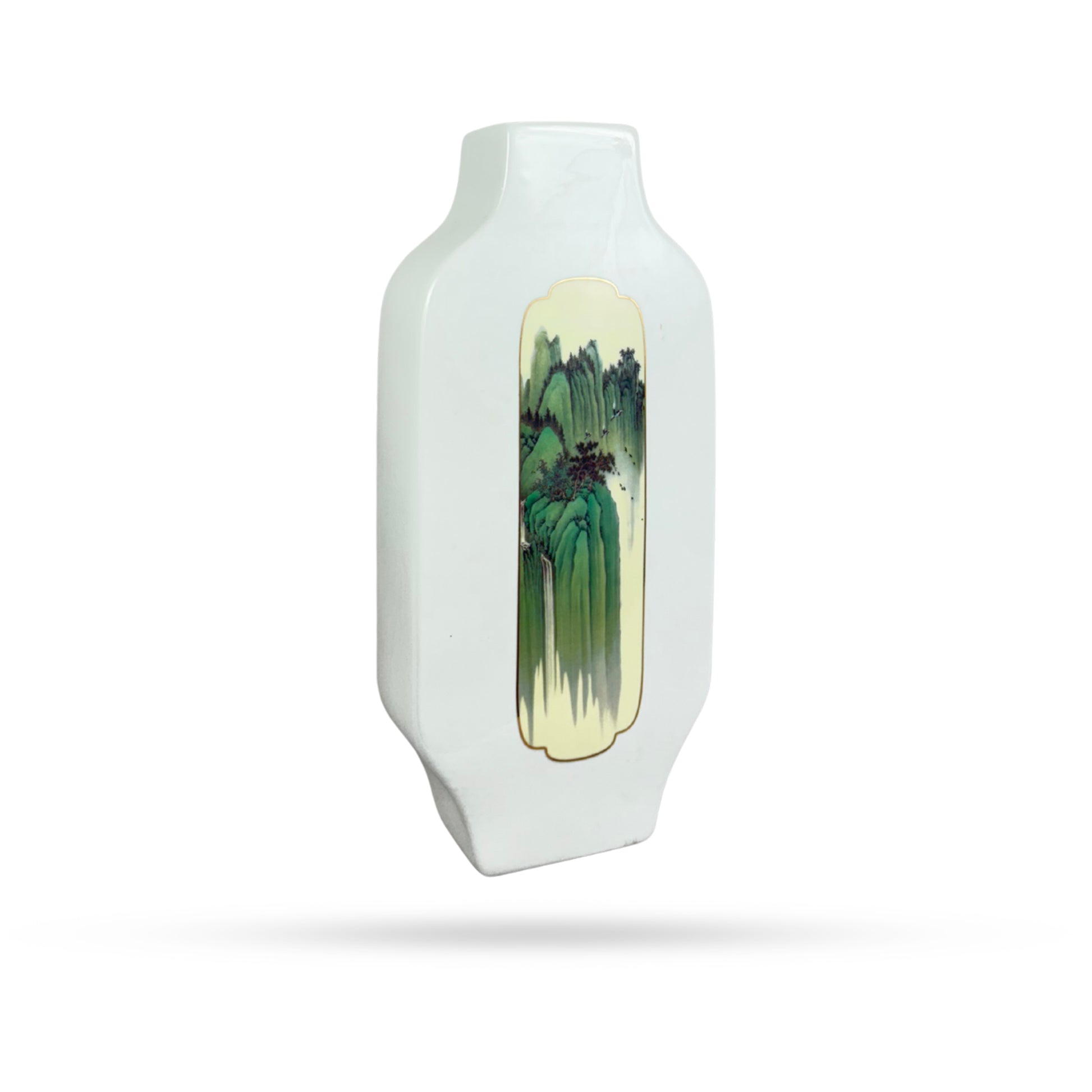 Tall Scenic Ceramic Vase – Waterfall Forest Art