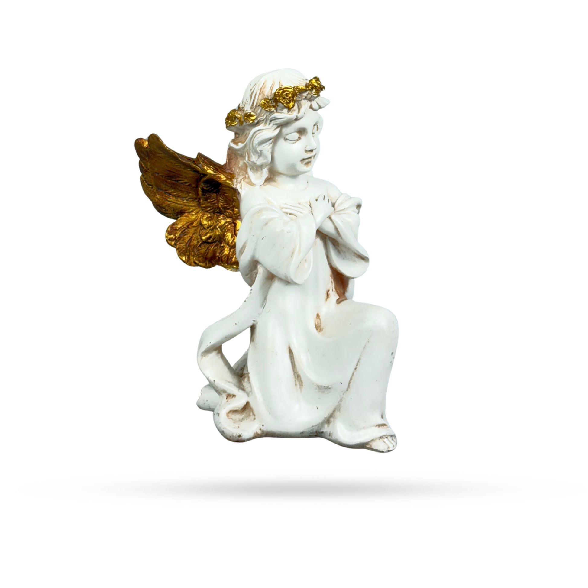 Praying Angel Figurine with Golden Wings