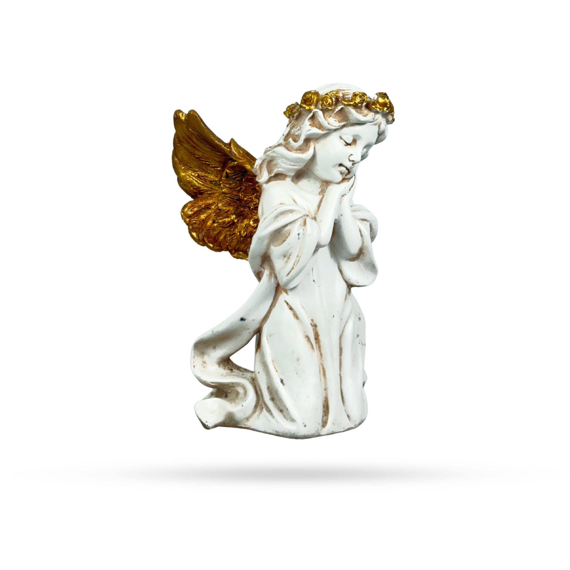 Praying Angel Figurine with Golden Wings
