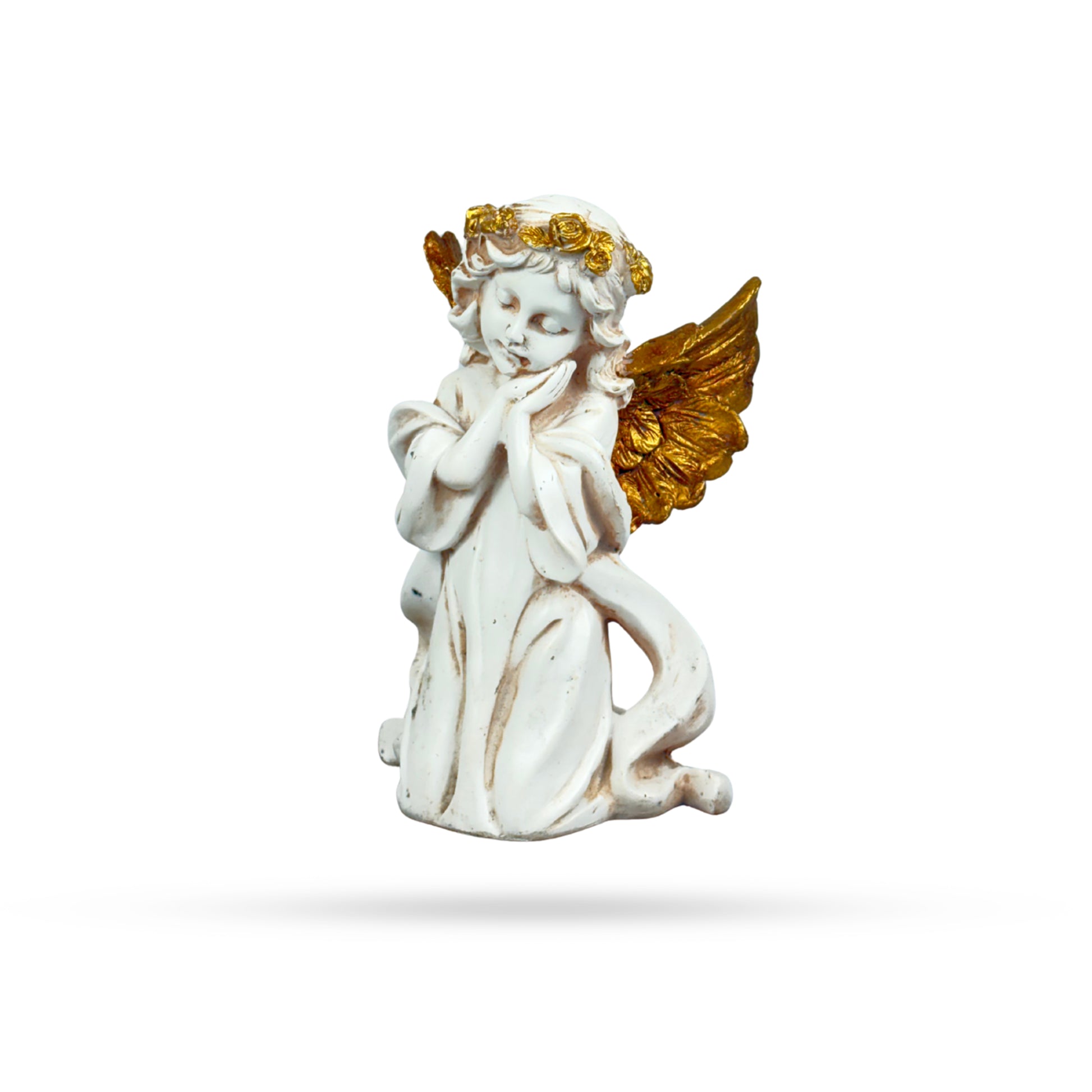 Praying Angel Figurine with Golden Wings