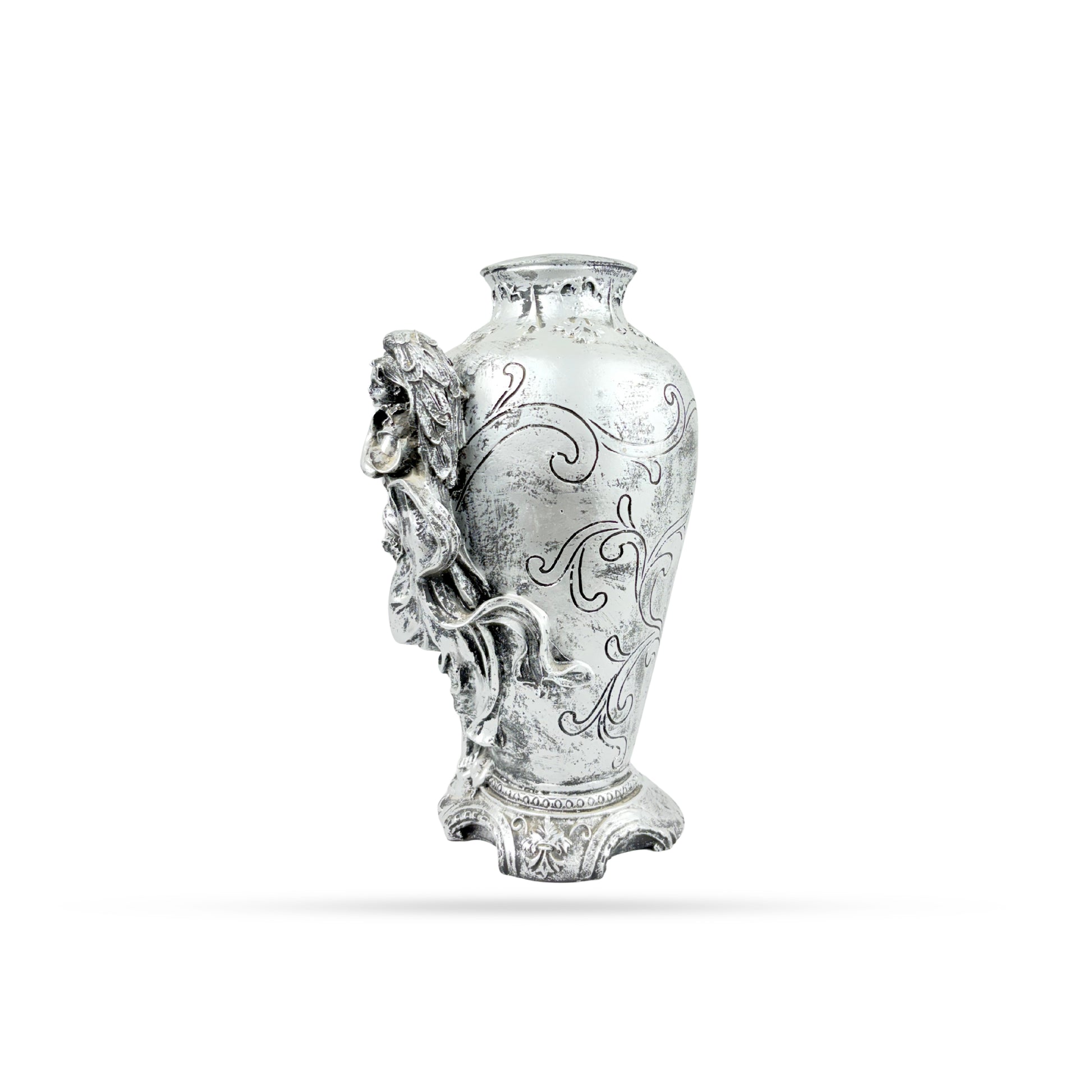 Vintage Silver Angel Embossed Vase