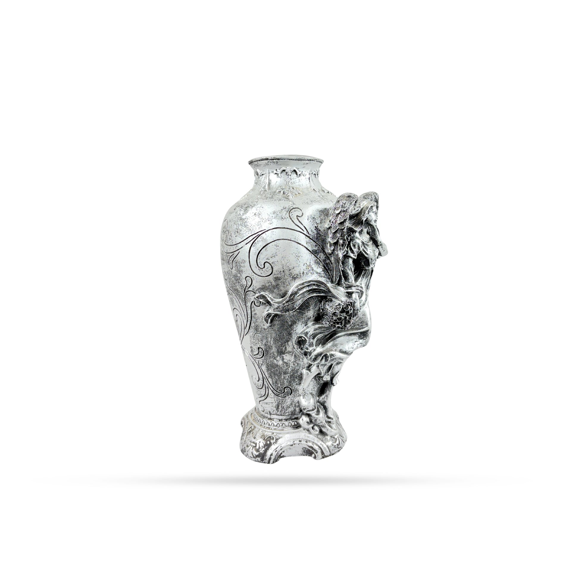 Vintage Silver Angel Embossed Vase