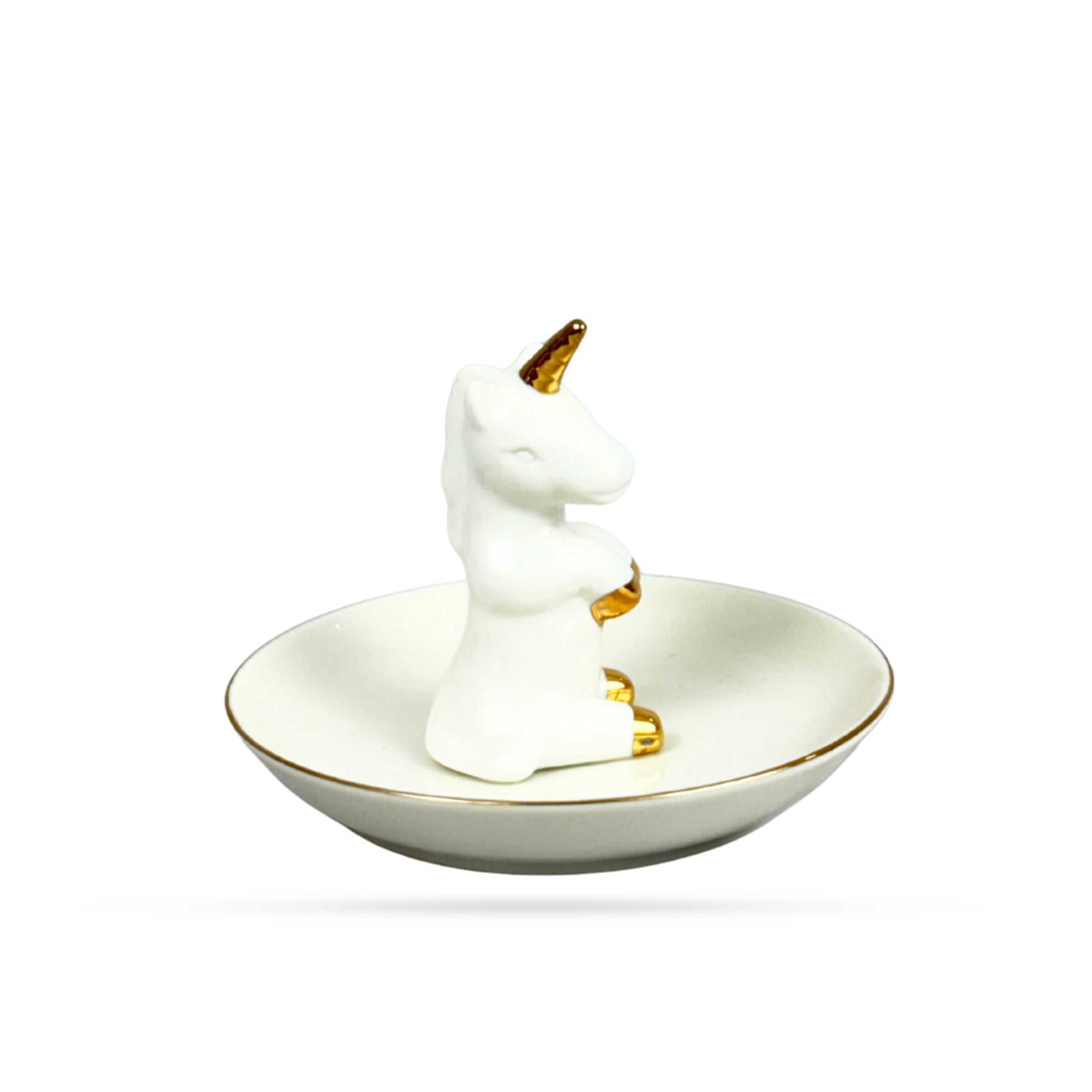 White Unicorn Ceramic Ring Holder Dish