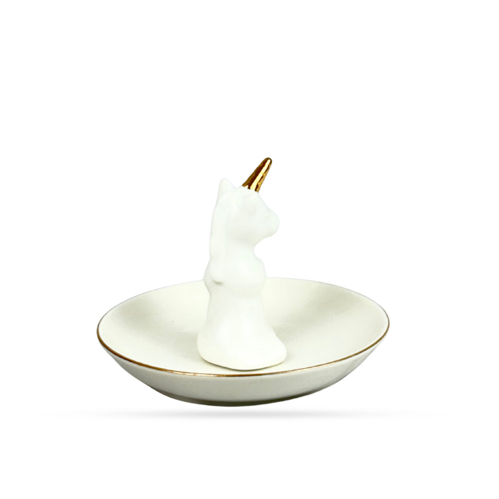 White Unicorn Ceramic Ring Holder Dish