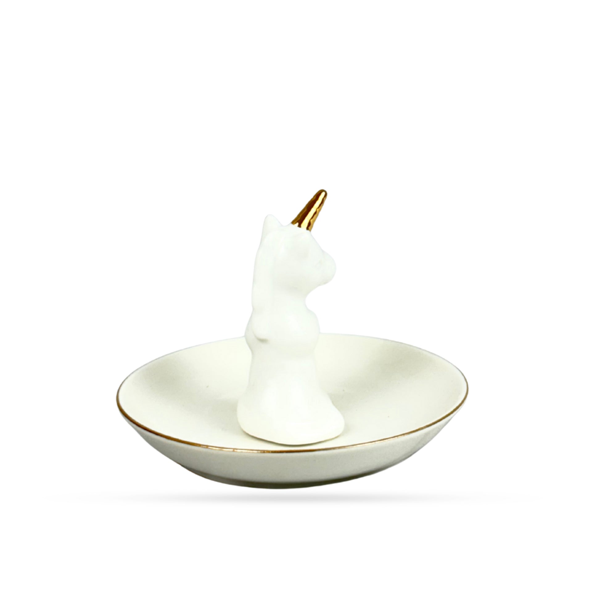 White Unicorn Ceramic Ring Holder Dish