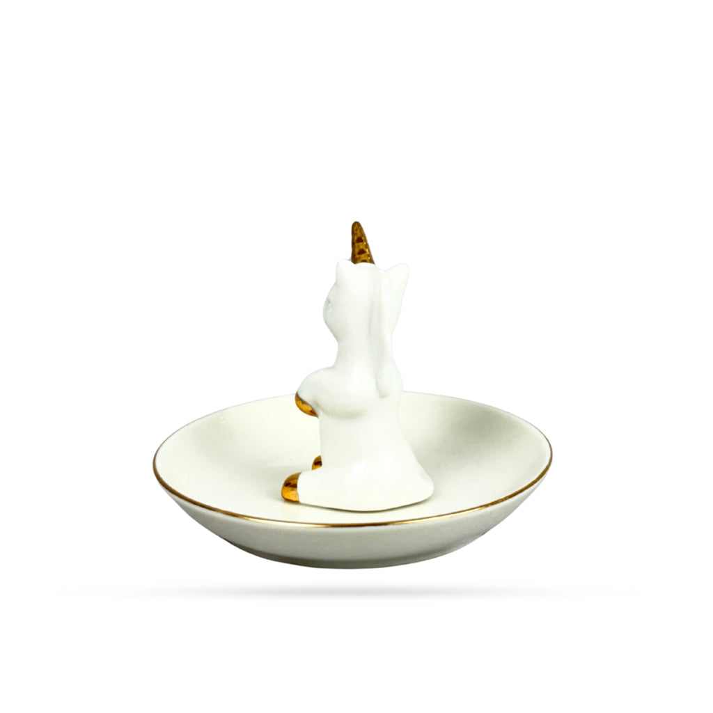 White Unicorn Ceramic Ring Holder Dish
