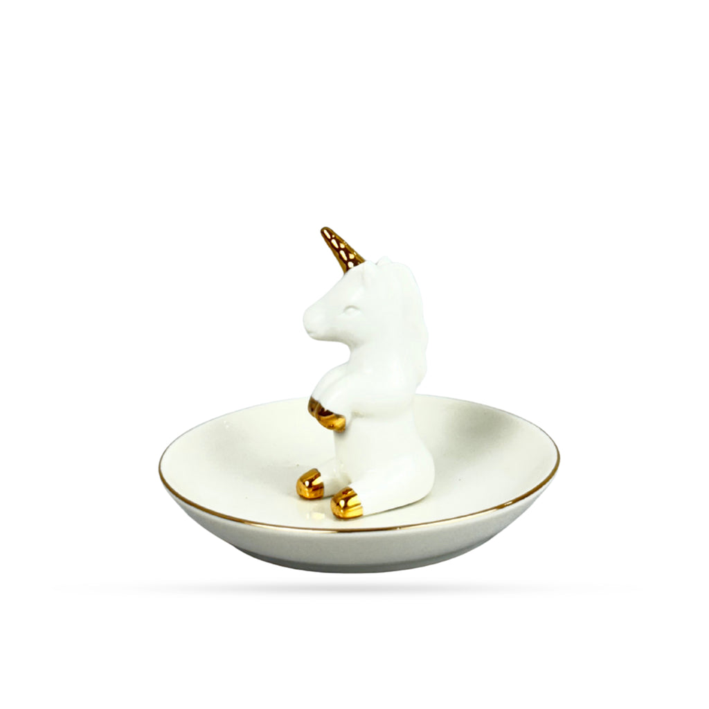 White Unicorn Ceramic Ring Holder Dish