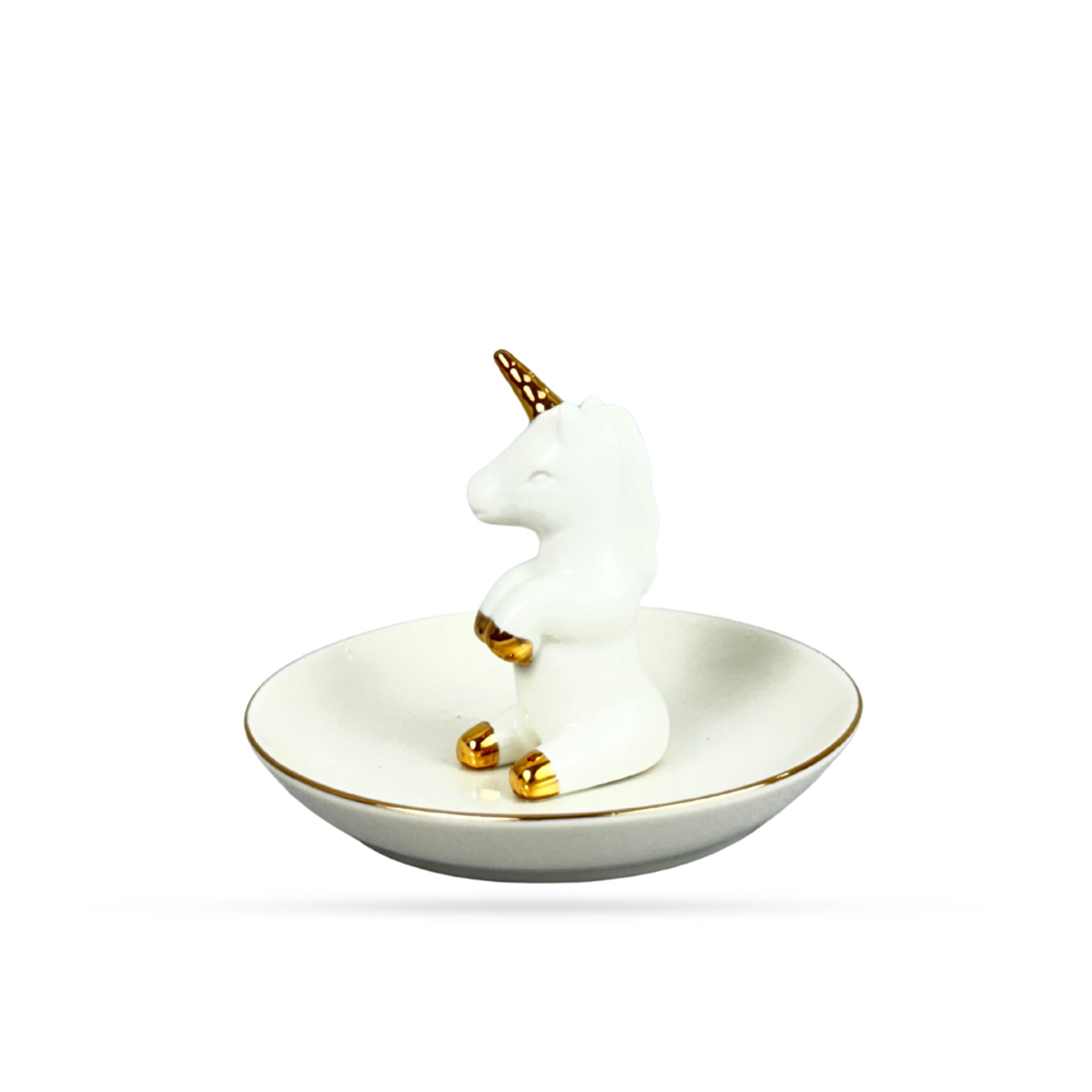 White Unicorn Ceramic Ring Holder Dish