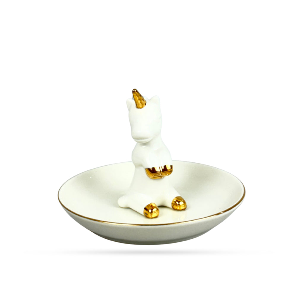 White Unicorn Ceramic Ring Holder Dish