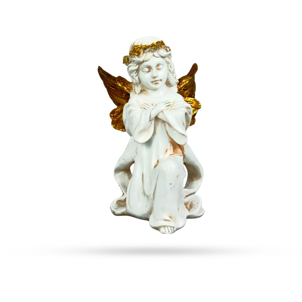 Praying Angel Figurine with Golden Wings