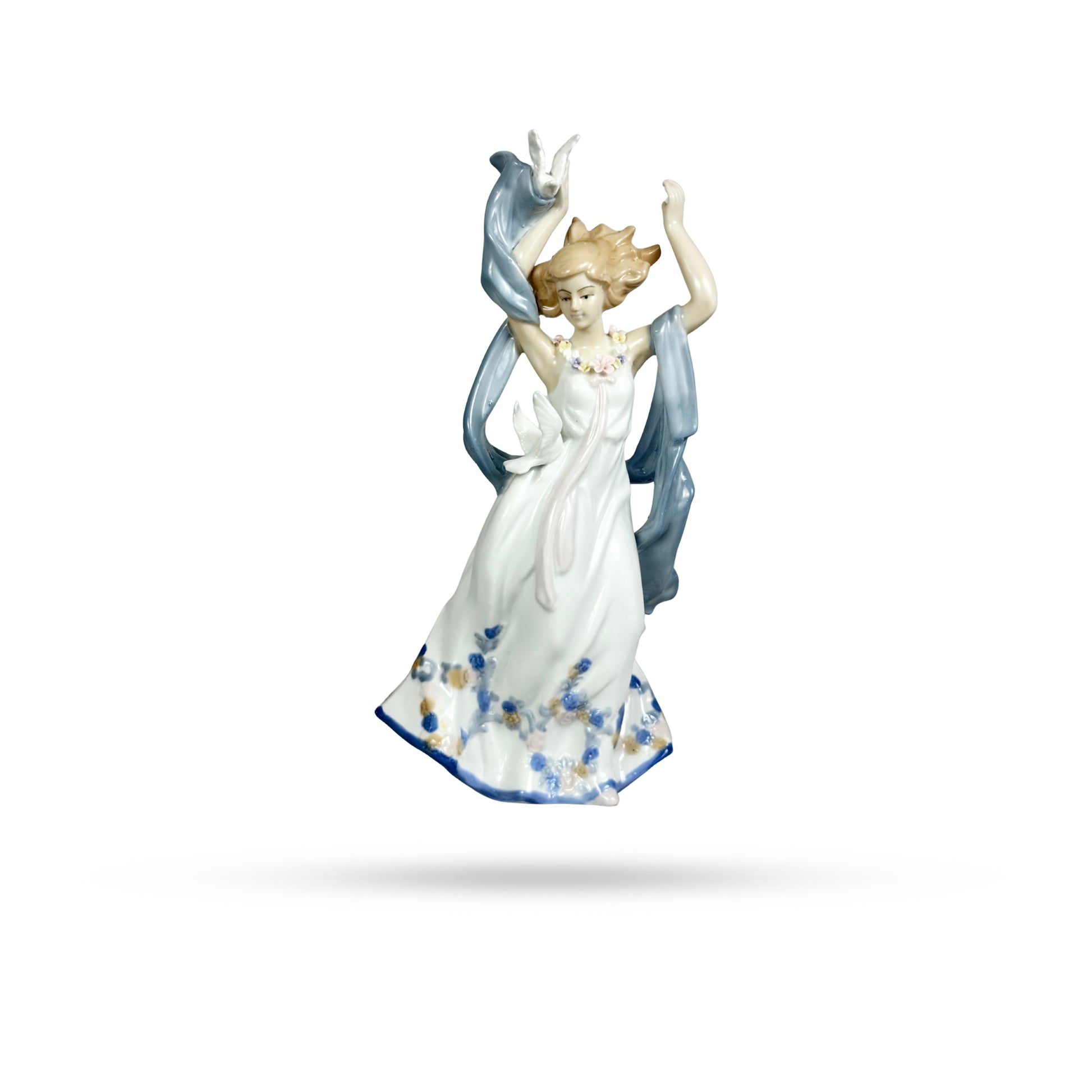 Dancing Lady in Floral Dress – Porcelain Art Figurine