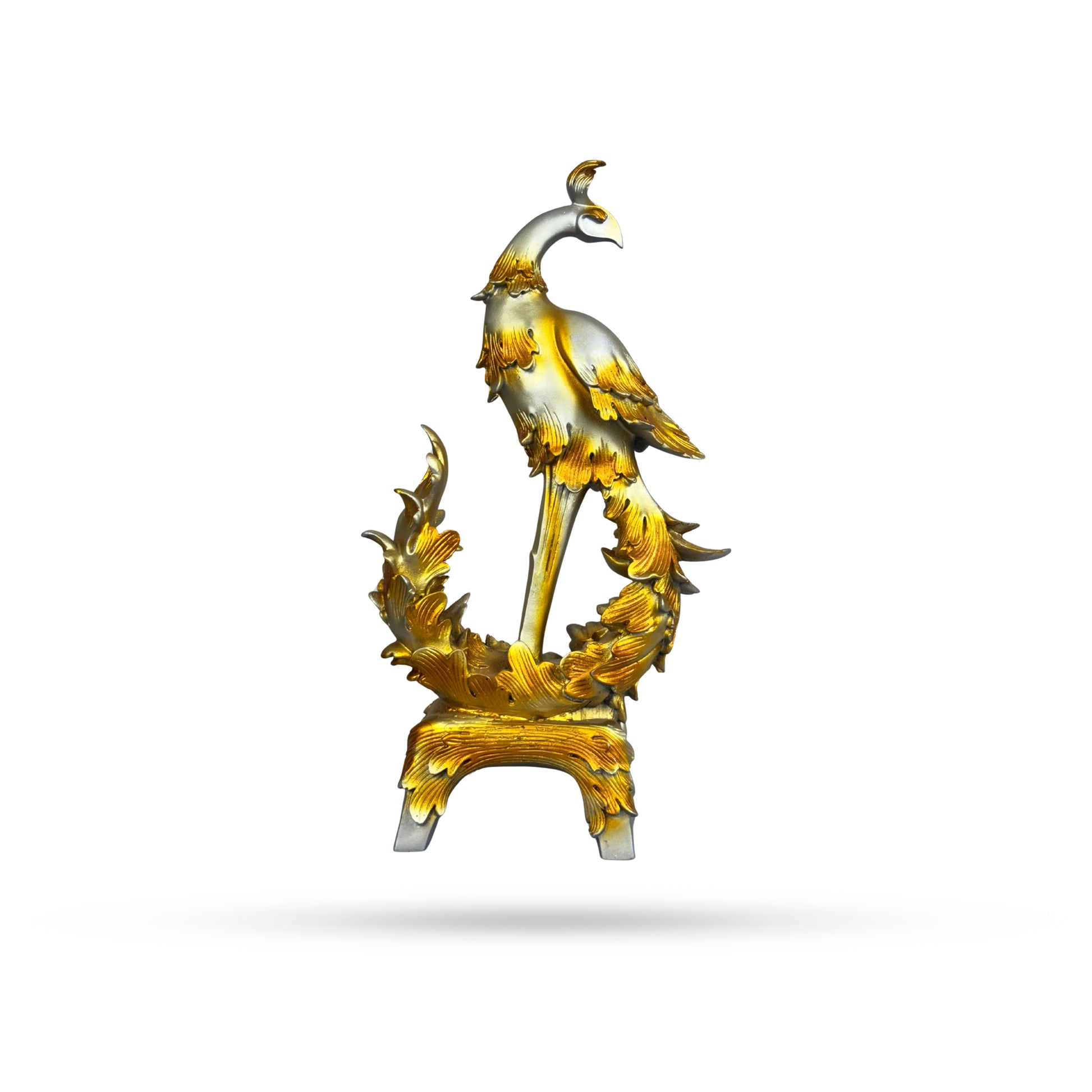 Golden Peacock on Pedestal – Royal Art Sculpture