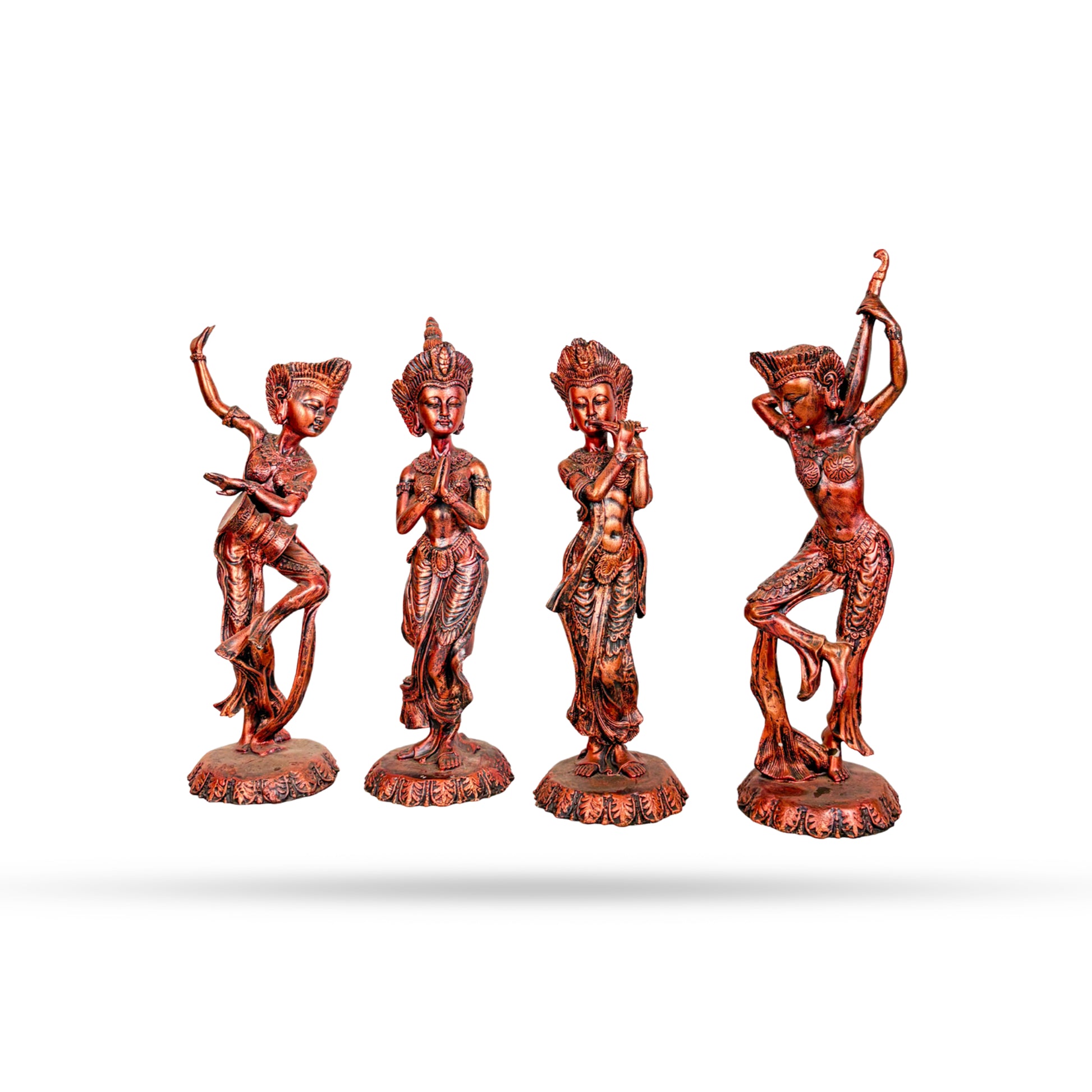 Set of 4 Tribal Dancers – Bronze Finish Figurines