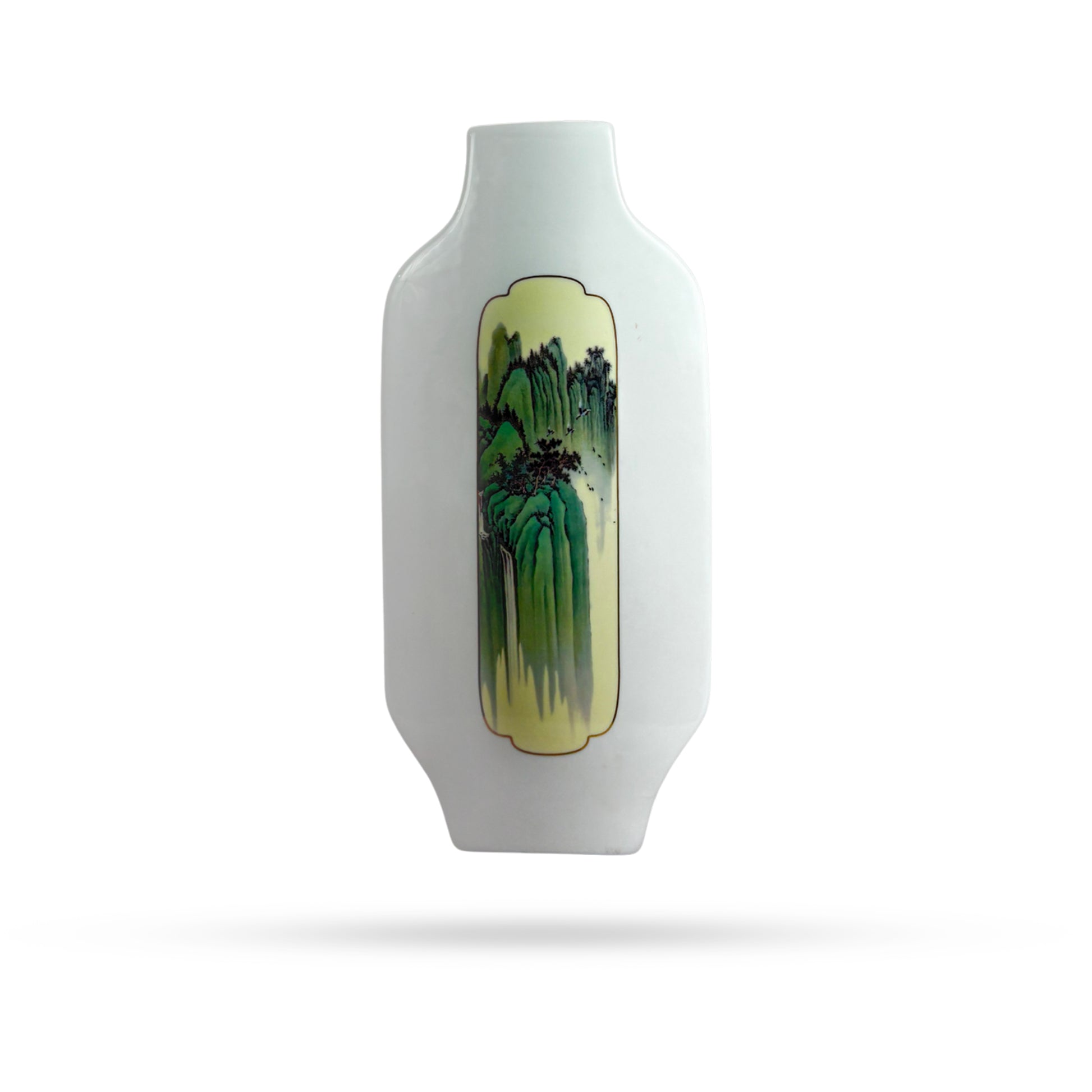 Tall Scenic Ceramic Vase – Waterfall Forest Art