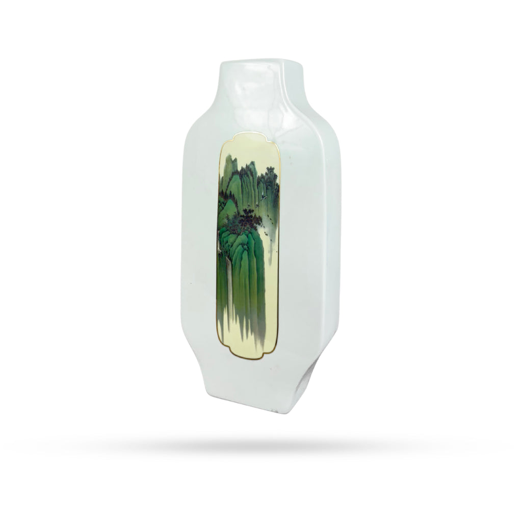 Tall Scenic Ceramic Vase – Waterfall Forest Art