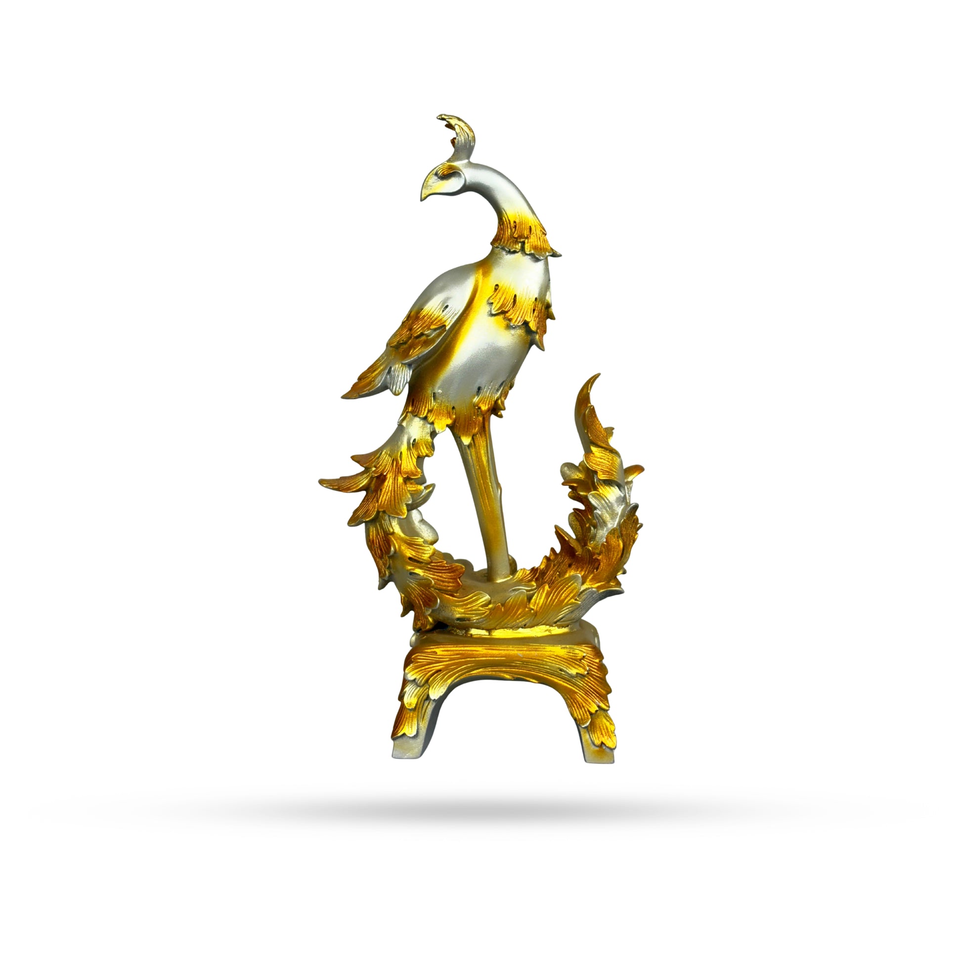 Golden Peacock on Pedestal – Royal Art Sculpture