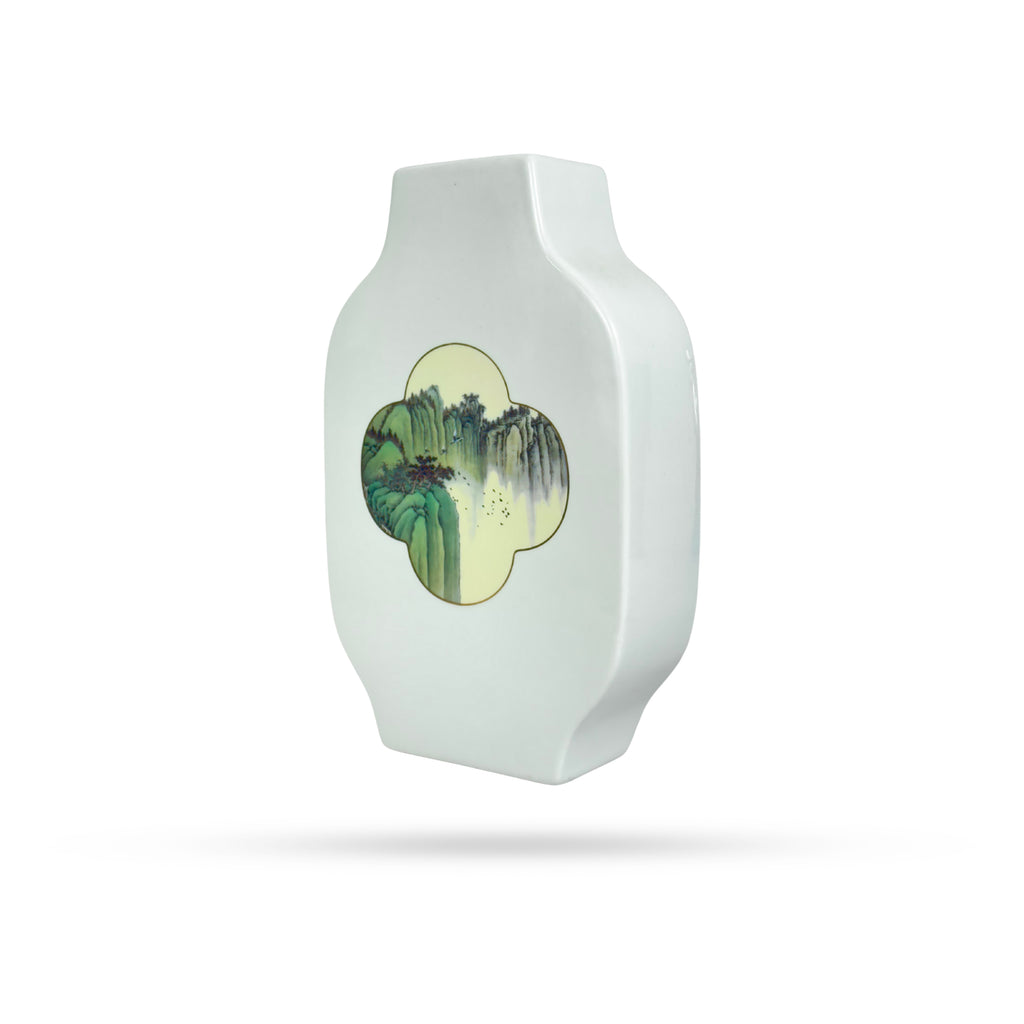 Oriental Scenic Ceramic Vase – Nature Motif Art