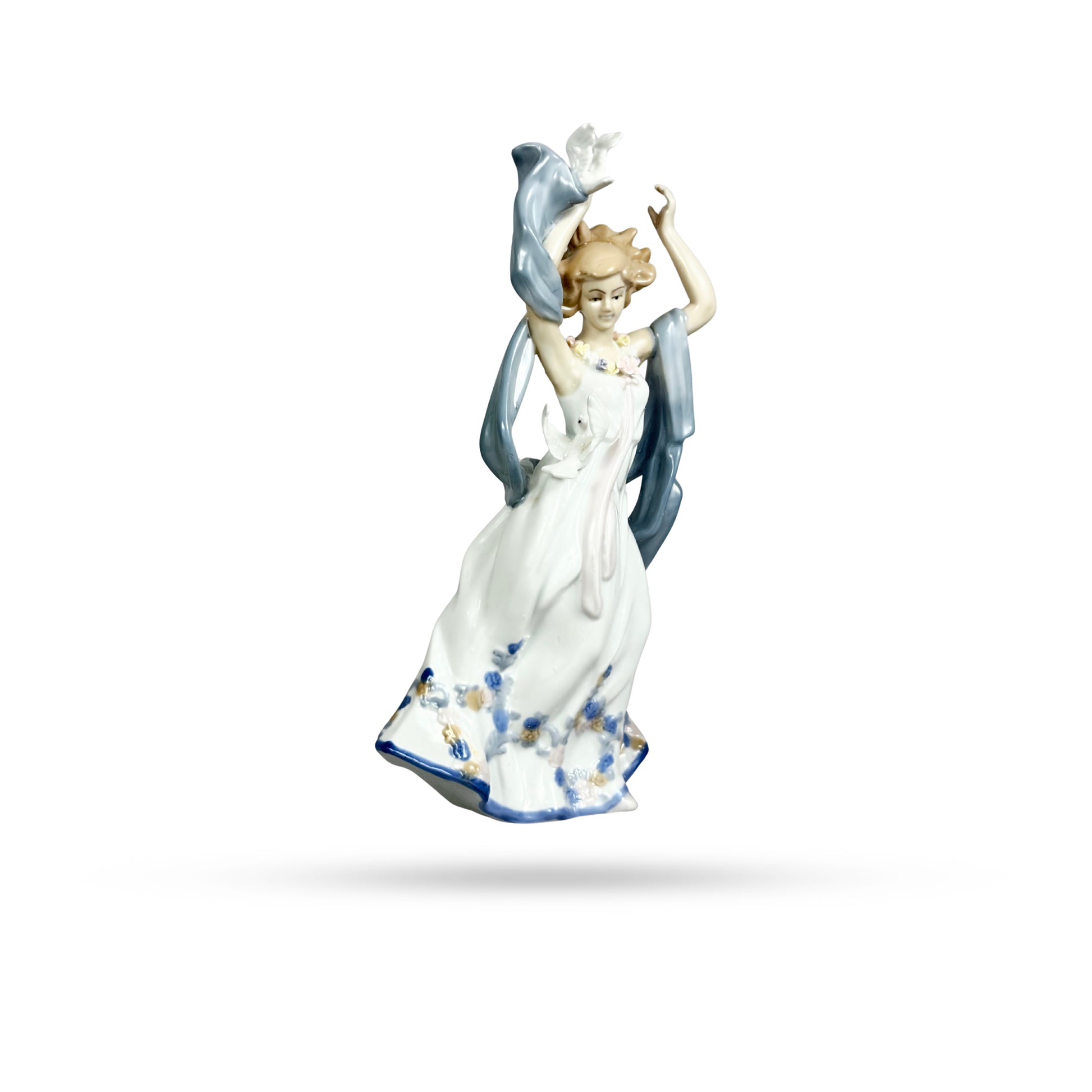 Dancing Lady in Floral Dress – Porcelain Art Figurine