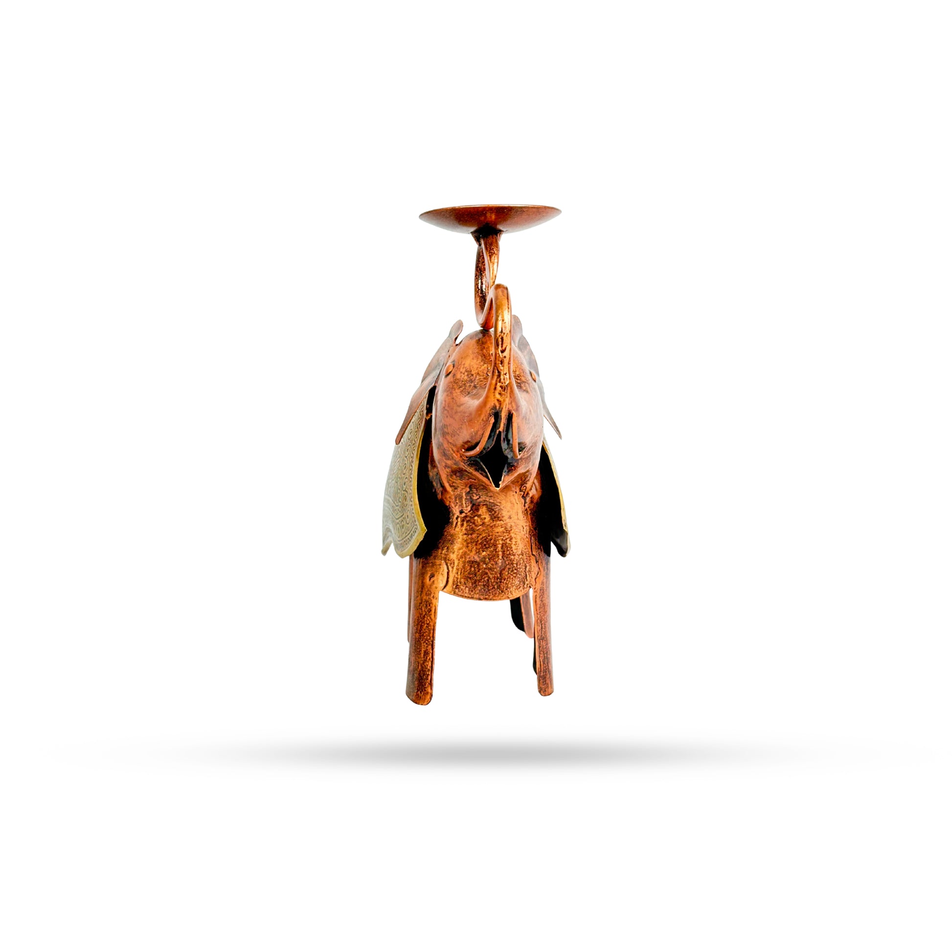 Royal Elephant Figurine with Candle Holder – Brass Accent Decor