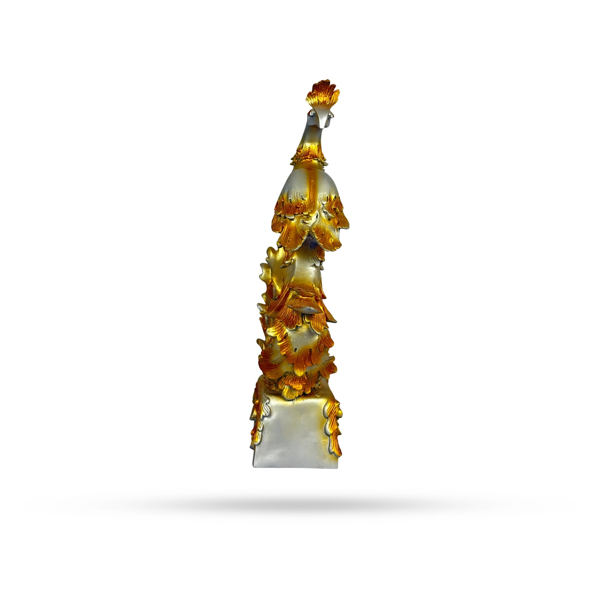 Golden Peacock on Pedestal – Royal Art Sculpture