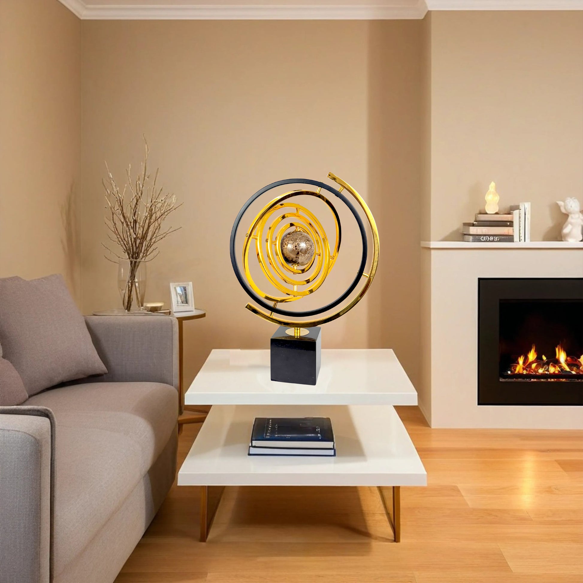 Golden Spiral Universe Sculpture – Modern Cosmic Art