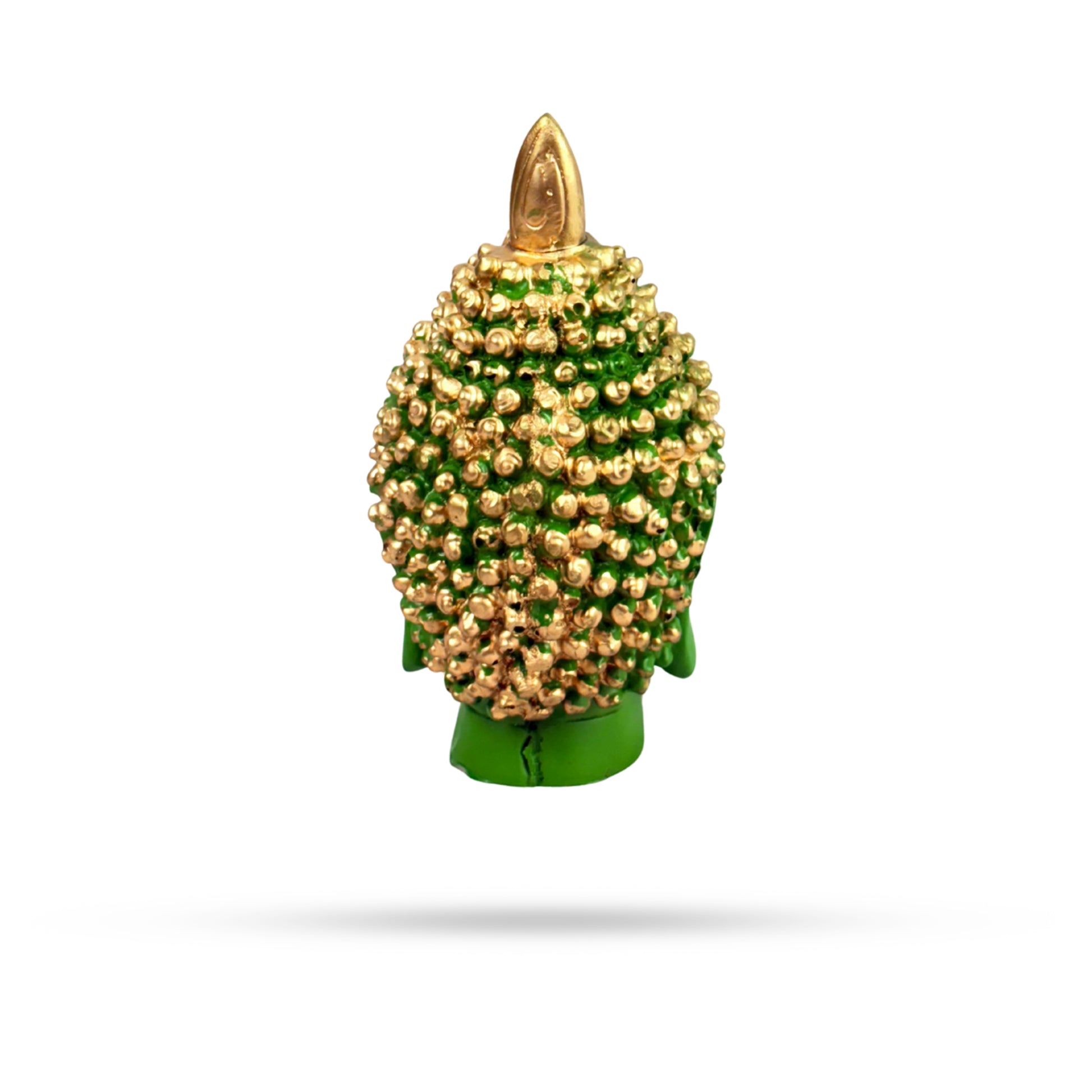 Green Buddha Head with Golden Curls – Meditative Idol