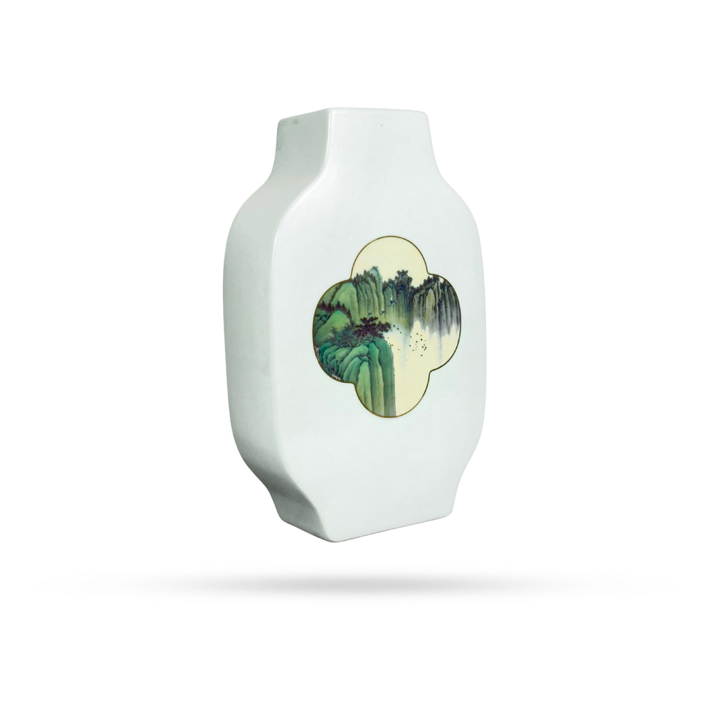 Oriental Scenic Ceramic Vase – Nature Motif Art