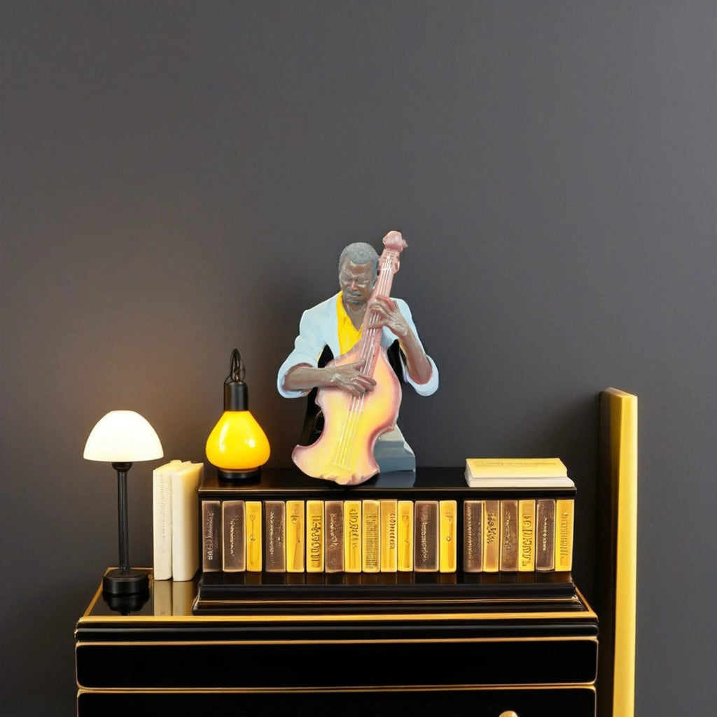 Jazz Bass Player Figurine – Musical Decor Accent