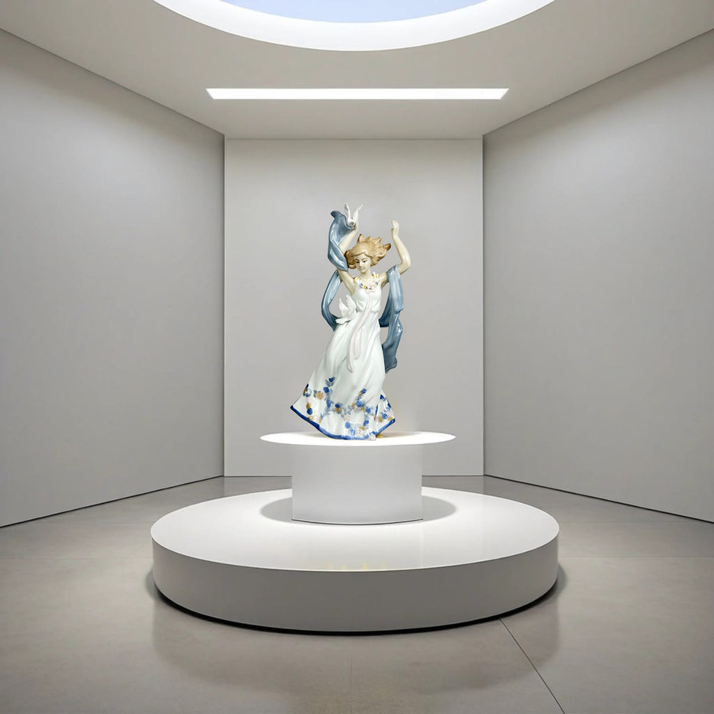 Dancing Lady in Floral Dress – Porcelain Art Figurine