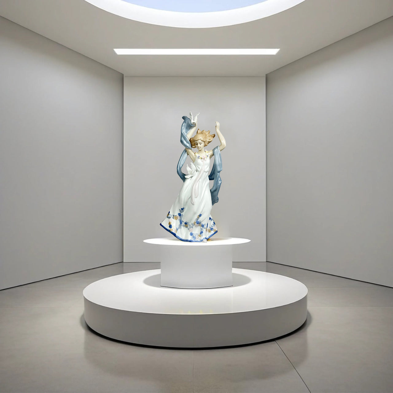 Dancing Lady in Floral Dress – Porcelain Art Figurine