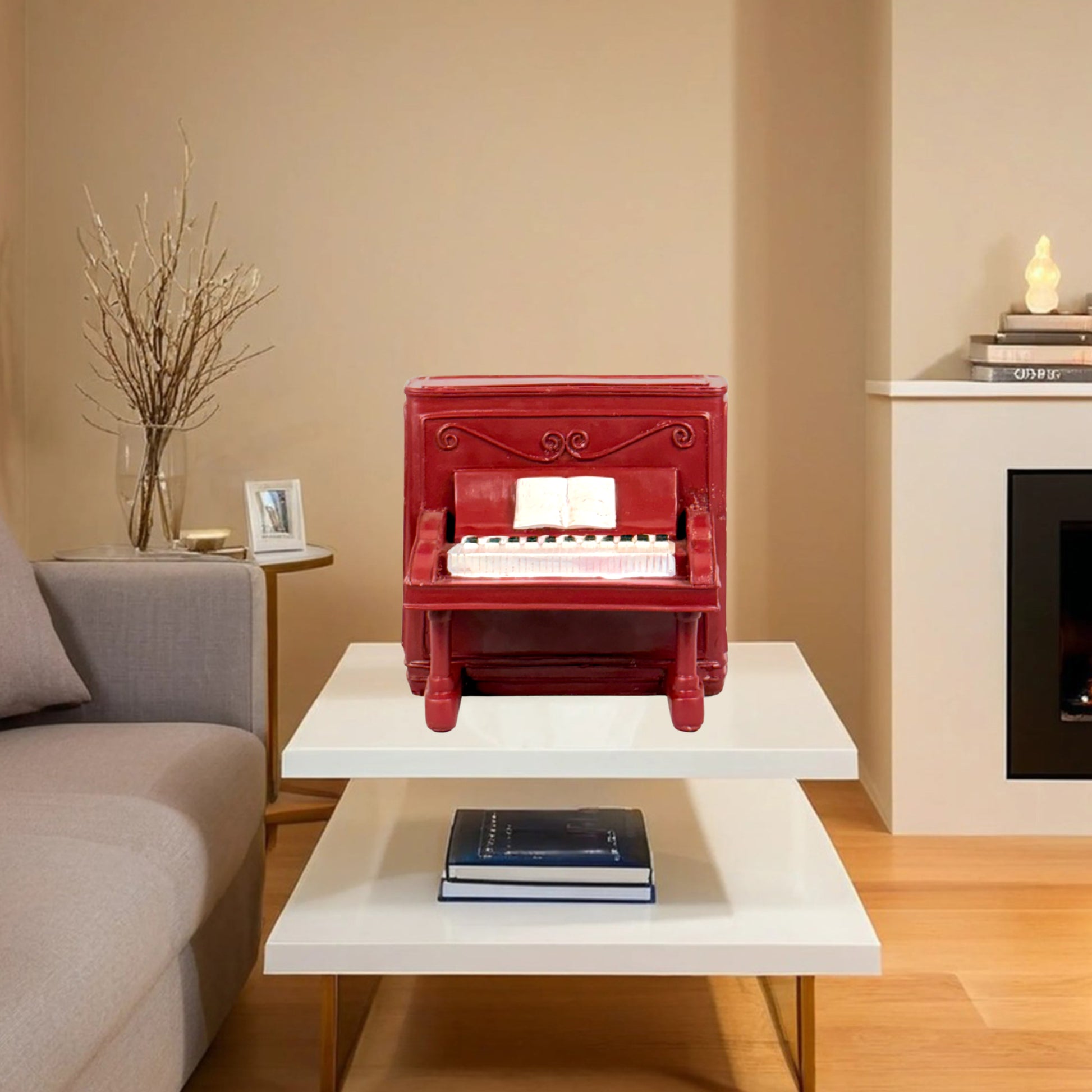 Vintage Red Piano Miniature – Musical Tabletop Decor