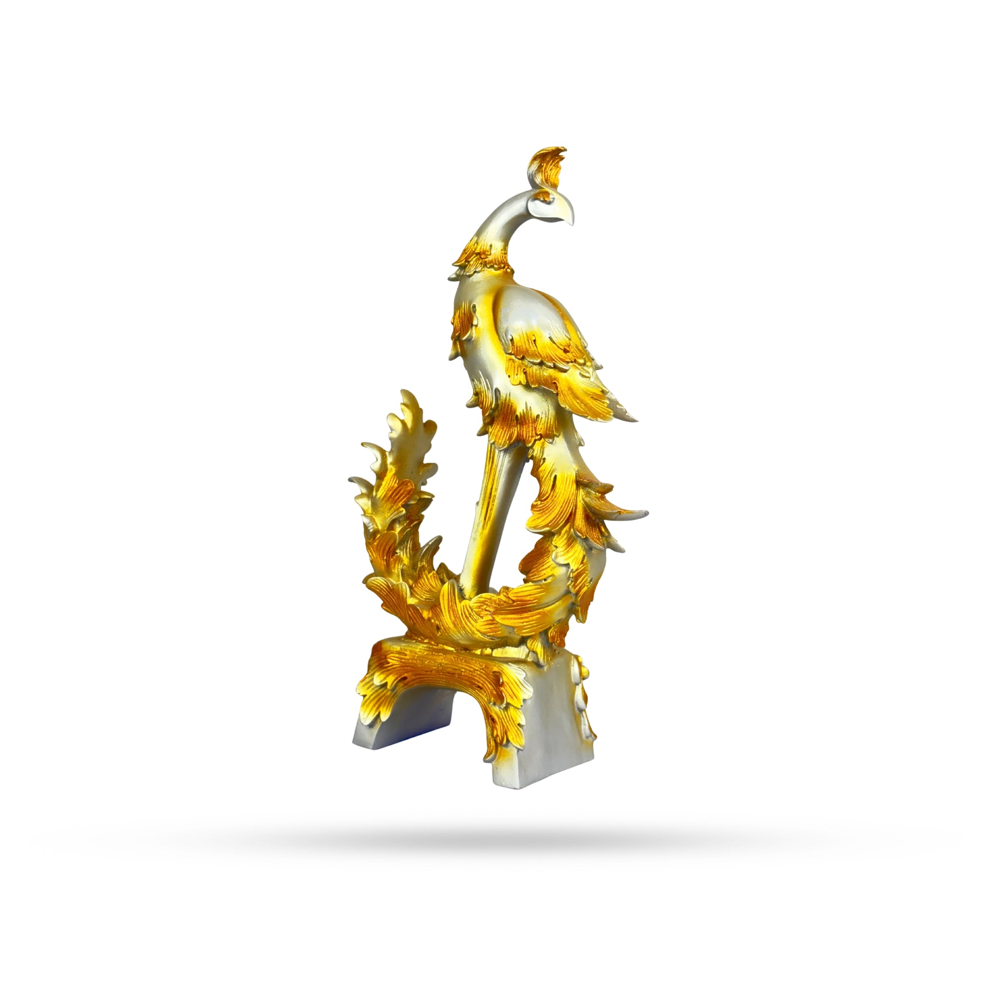 Golden Peacock on Pedestal – Royal Art Sculpture