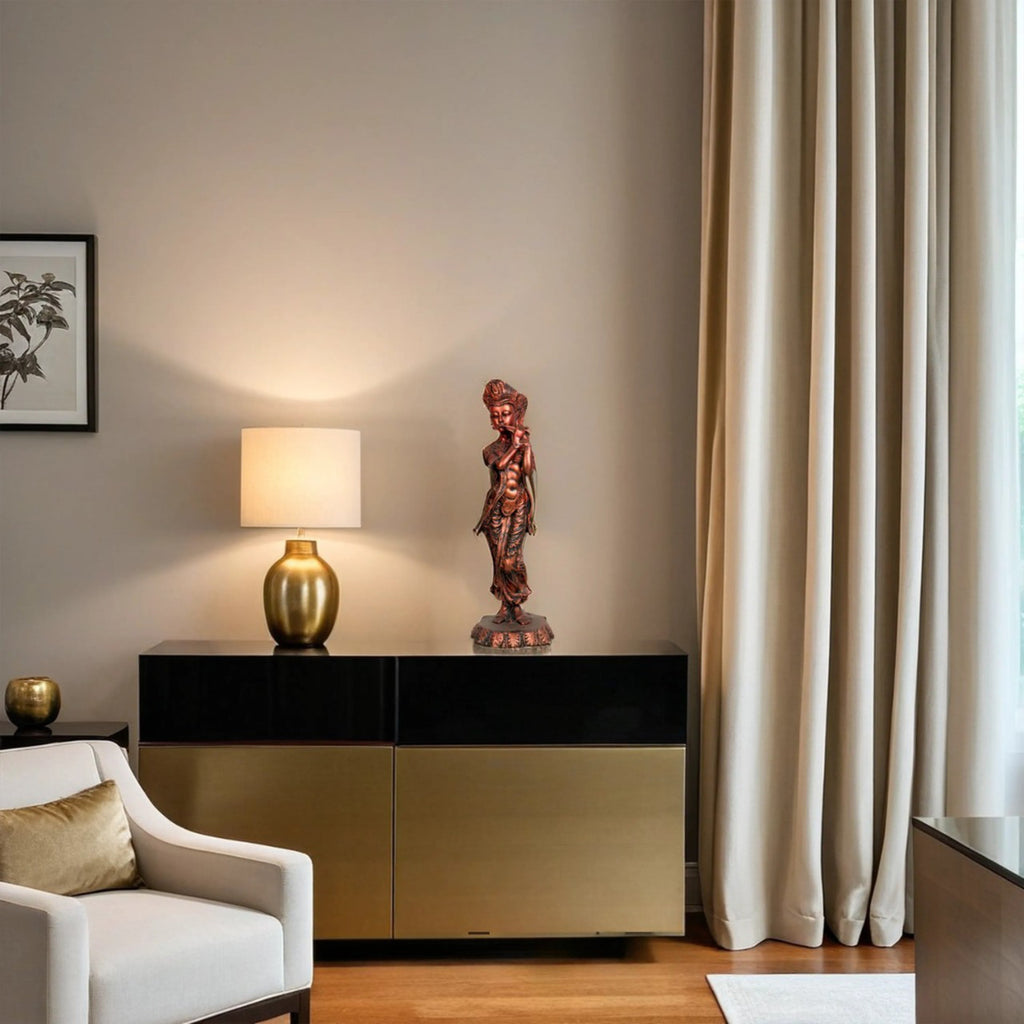 Tribal Flute Player – Bronze Tone Figurine