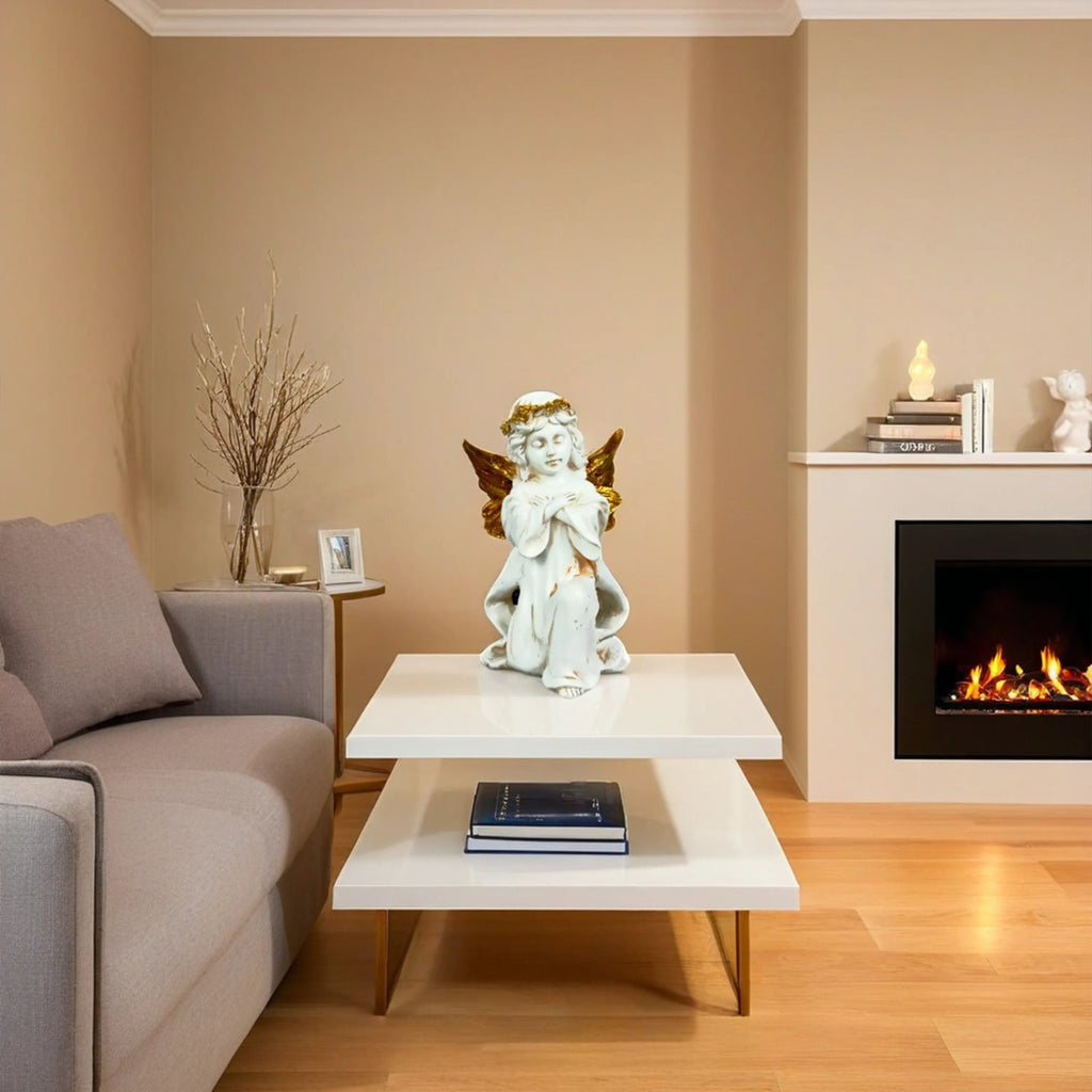 Praying Angel Figurine with Golden Wings