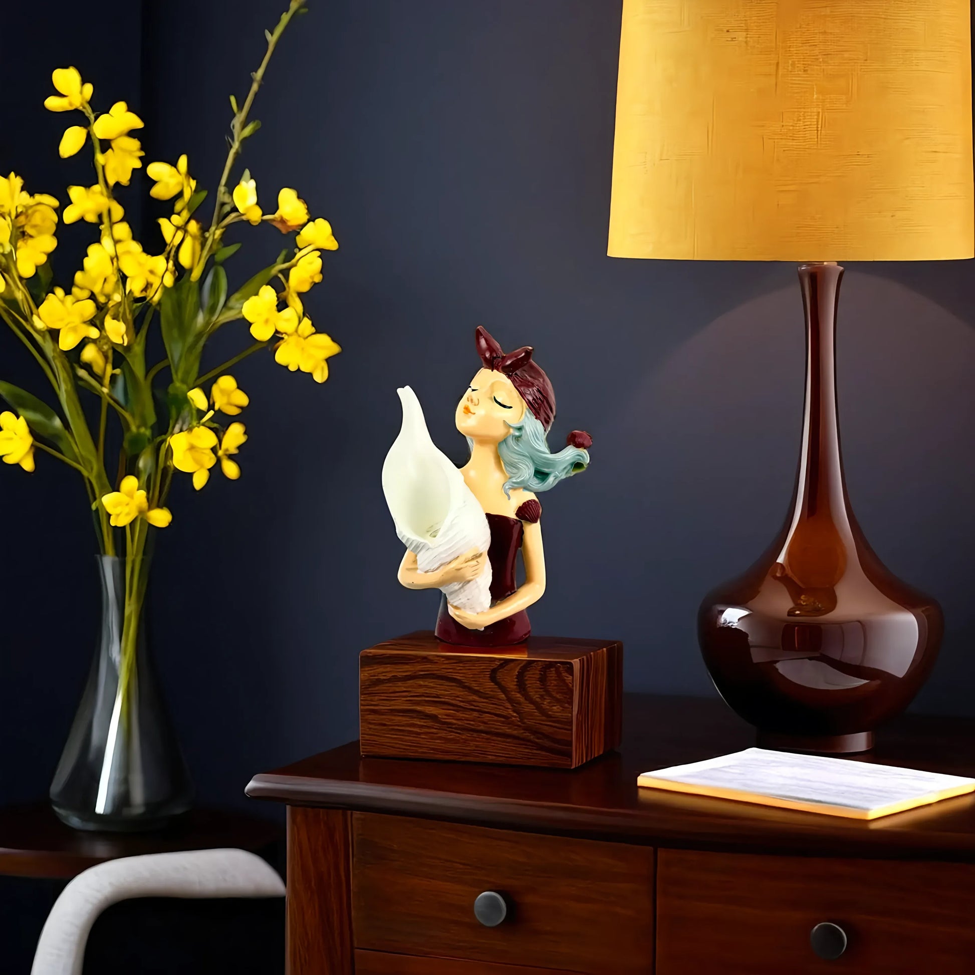 Seaside Girl Figurine with Shell – Ocean Breeze Decor